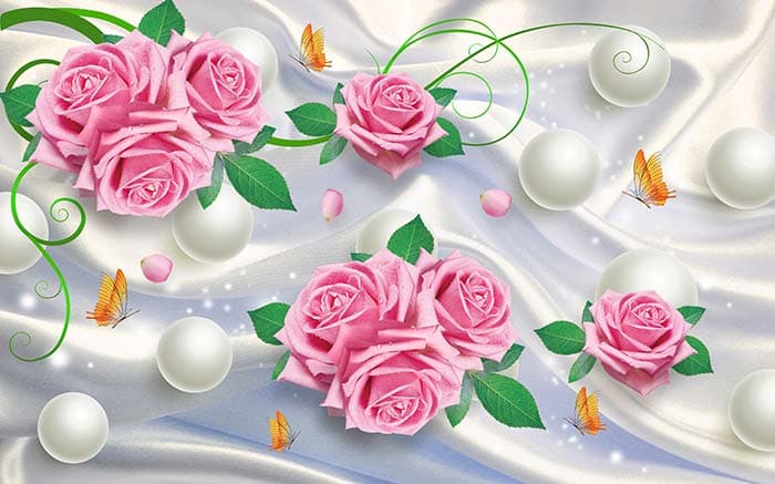 Delicate Pink Petals Floral Wall Mural Design Wallpaper pattern detail