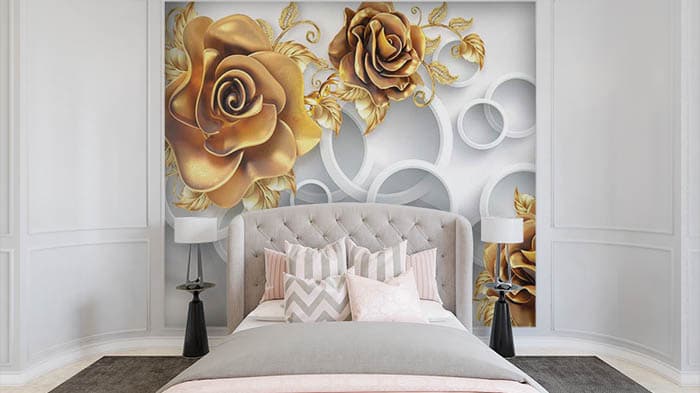 Rings behind FLowers shown in a room