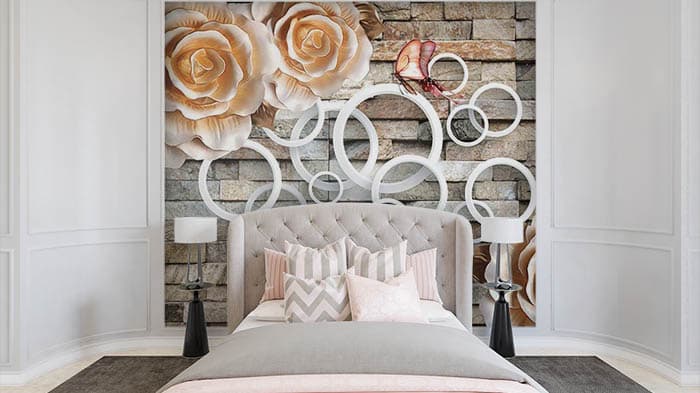 Rings behind FLowers shown in a room