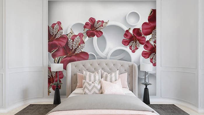 Rings behind FLowers shown in a room