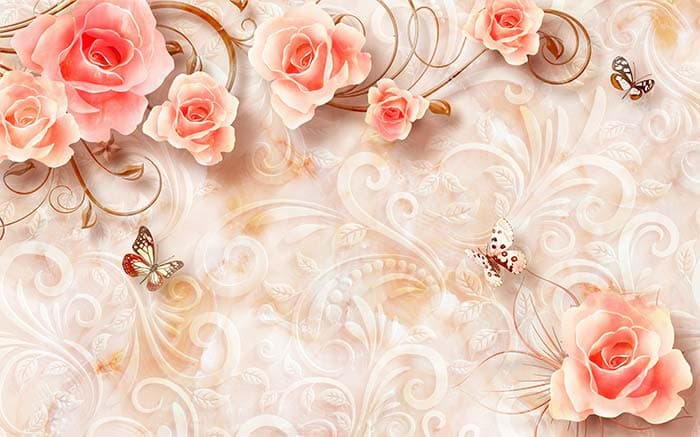 Buy Pink Rose Wallpaper for Wall pattern detail
