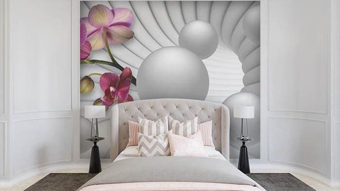 Luxurious Pearls in Tunnels 3D Illusion Wall Wallpaper shown in a room