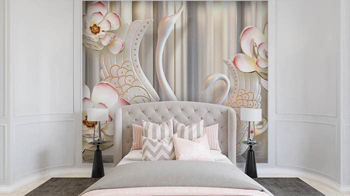 Swans of heaven shown in a room