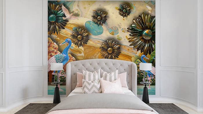 Abstract Floral shown in a room