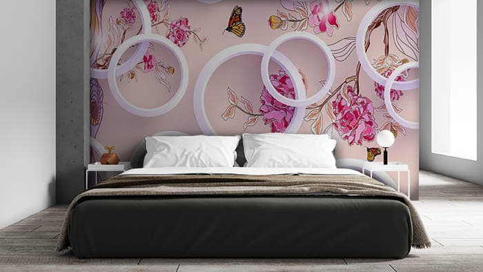 Florets behind rings shown in a room