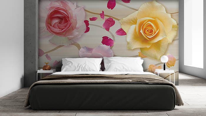 Flowers on Walls shown in a room