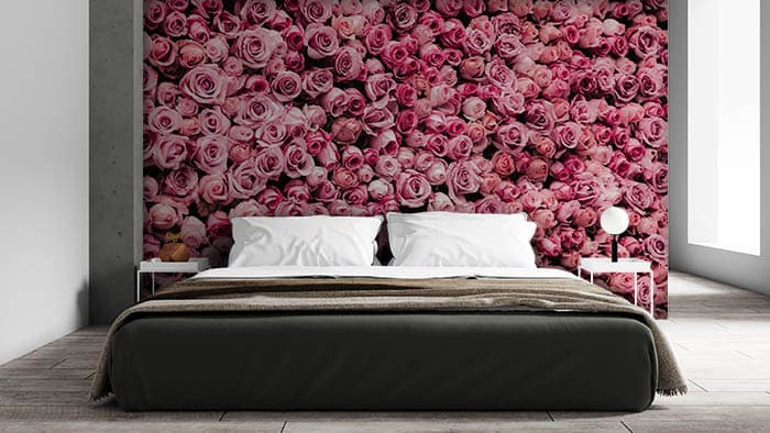 Bunch O Pink Roses Wallpaper for Wall shown in a room