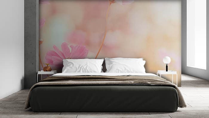 Pink Bloom Mural Wallpaper shown in a room