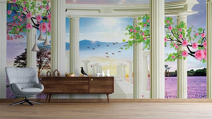 White Pillars shown in a room