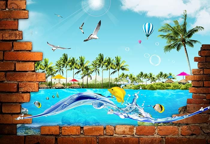 Aquarium Fish Underwater Ocean Wall Mural Wallpaper pattern detail
