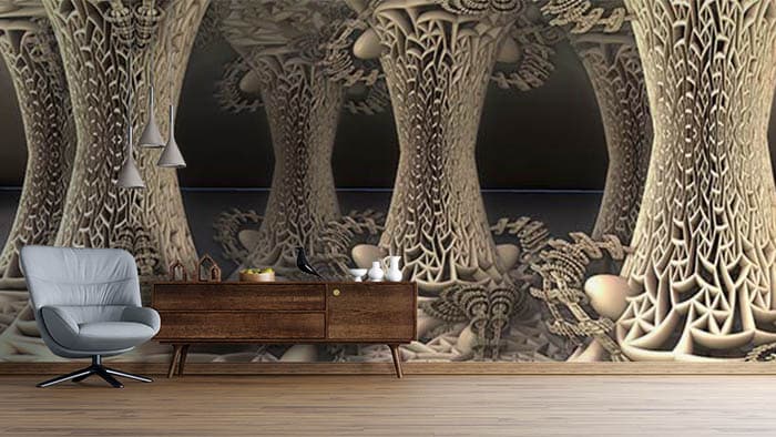 Abstract Pillars shown in a room