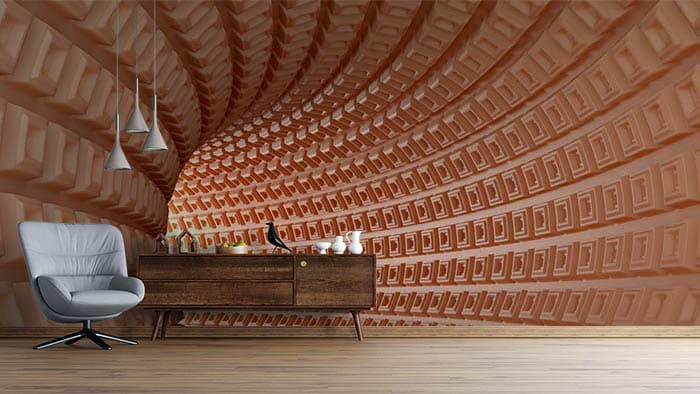 3D Abstract Tunnel Perspective Style Design wallpaper shown in a room