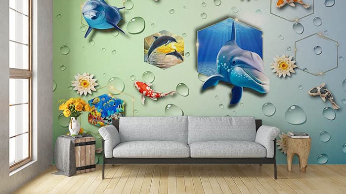 Swimming Swarm shown in a room