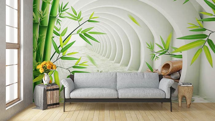 Elegant Boho Arch Tunnel Wall Mural Wallpaper shown in a room