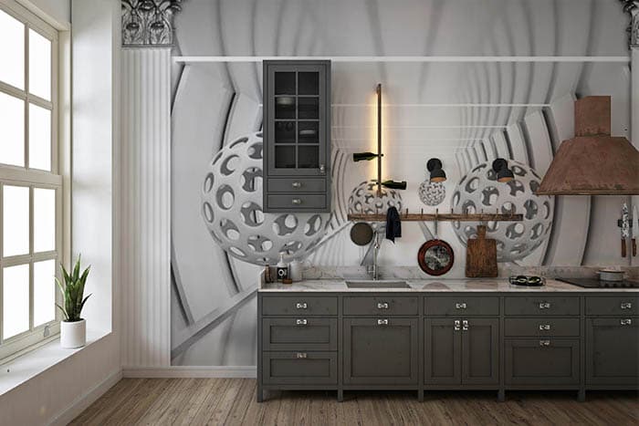 Elegant Grey Beauty Floral Texture Wallpaper Design shown in a room