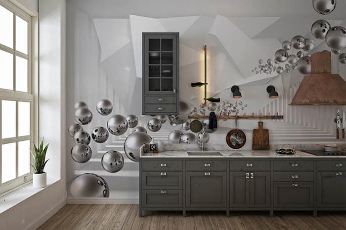 Silver Balls shown in a room