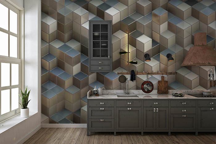 Hexahedron Blocks shown in a room
