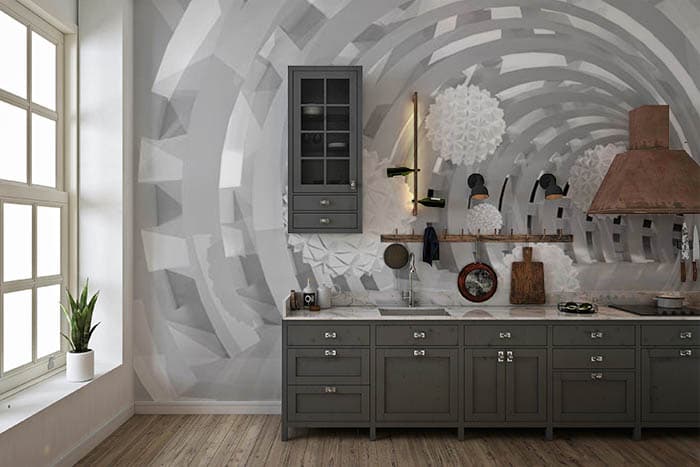 Spiraling Flakes shown in a room