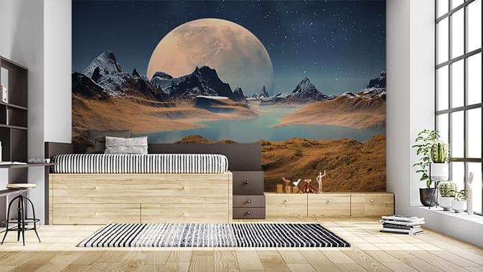 Saturn scape shown in a room