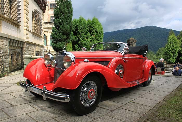 Vintage Red Convertible Classic Car Wall Mural Wallpaper pattern detail