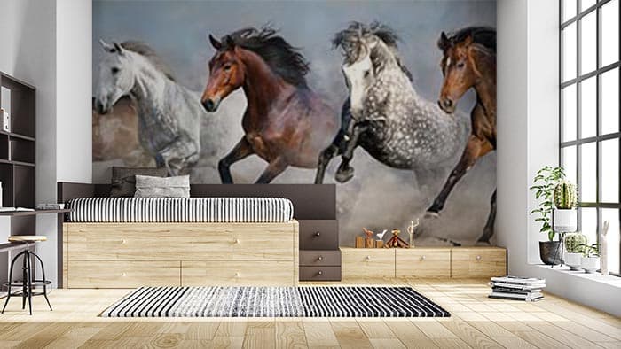 Lively Horeses shown in a room