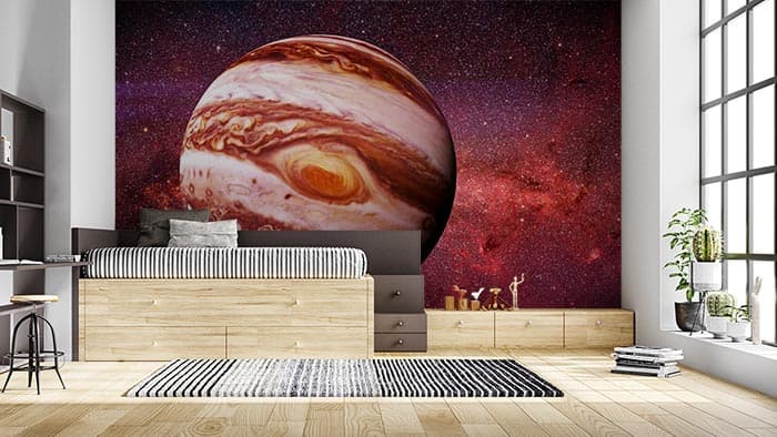 Red Jupiter shown in a room