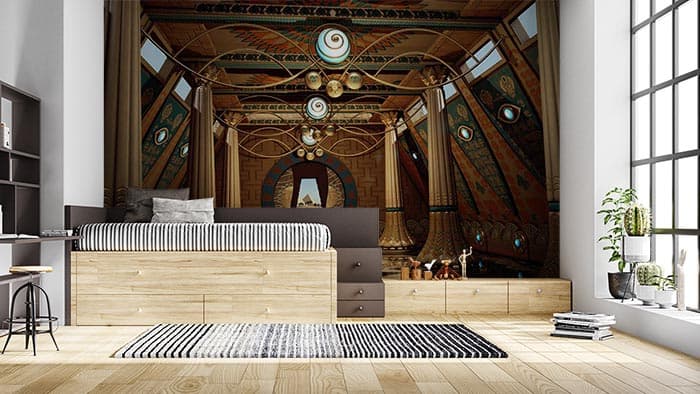 Artistic Egyptian Heritage Inspired Wall Wallpaper shown in a room