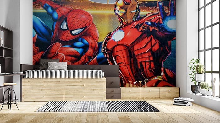 Amazing Spiderman Superhero Wall Mural Wallpaper shown in a room