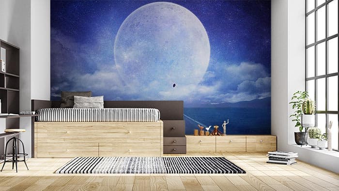 Moonlight Walk Wallpaper for Walls shown in a room