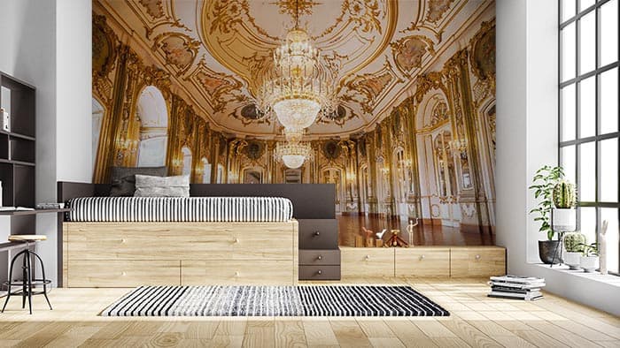 Royal Sparkling Chandelier Interior Wallpaper shown in a room