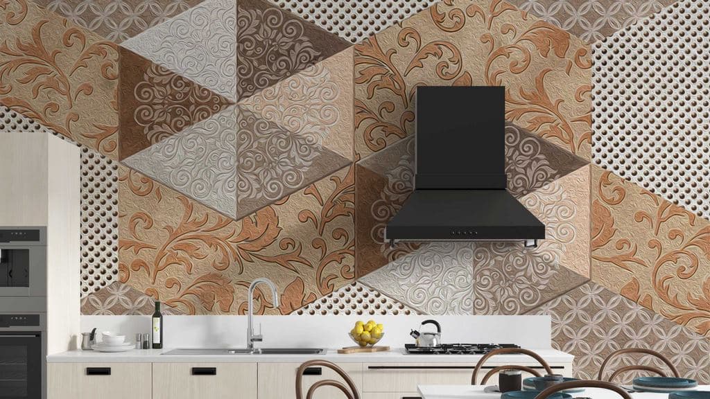 Modern Hexagon Pattern Wall Mural Wallpaper shown in a room