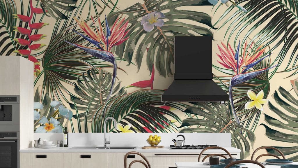 Artistic Forest Foliage Wall Mural Wallpaper shown in a room