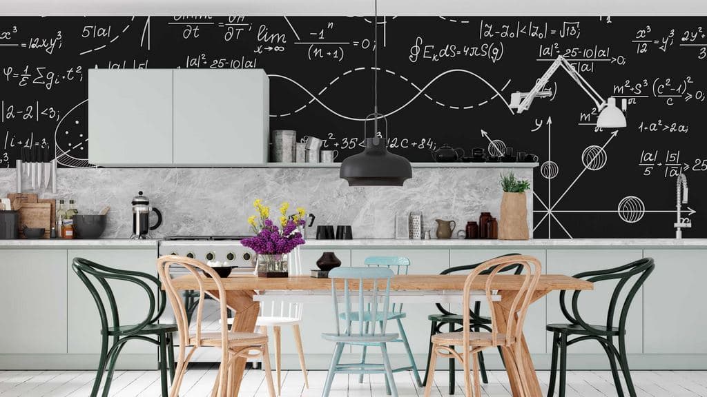 Creative Blackboard Doodle Wall Mural Wallpaper shown in a room