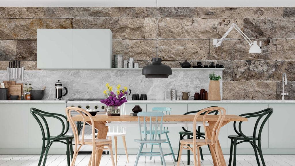 Modern Natural Stone Texture Wallpaper Design shown in a room