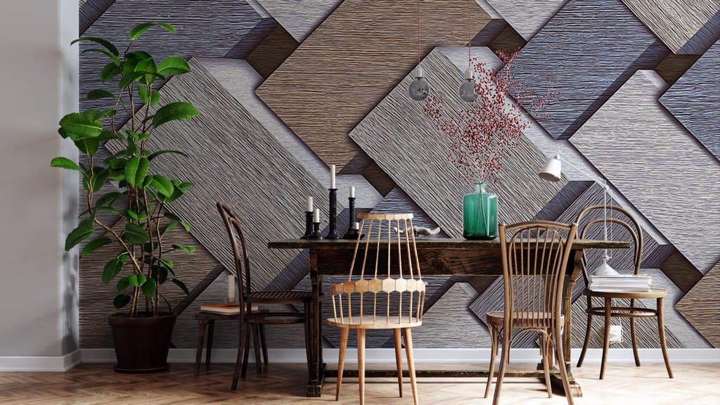 3D Wood shown in a room