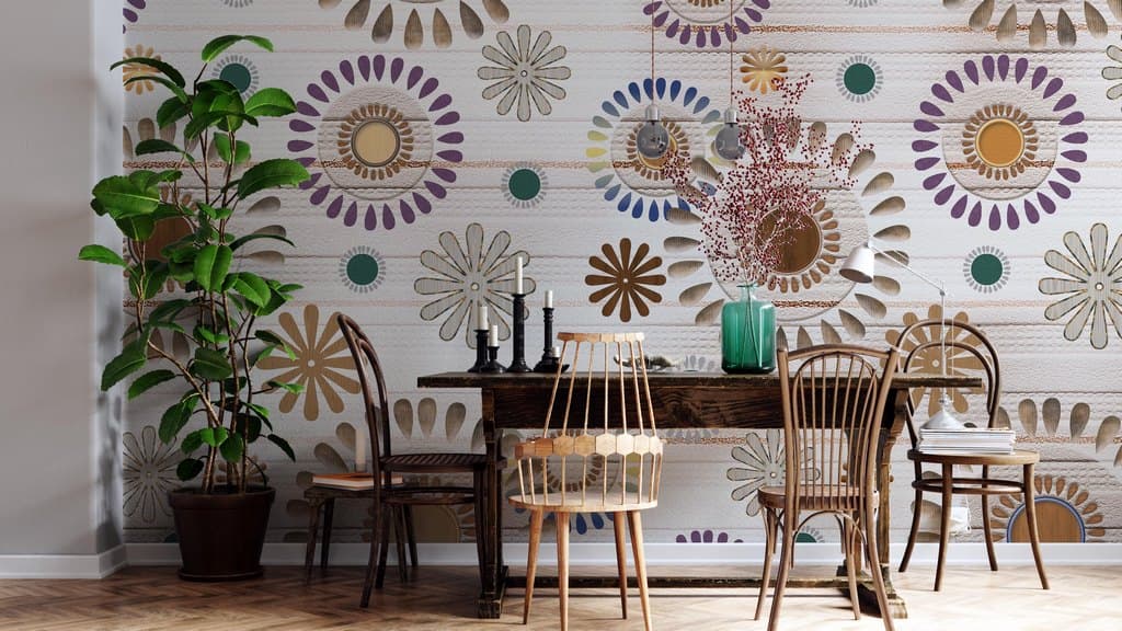 Colorful Mandala shown in a room