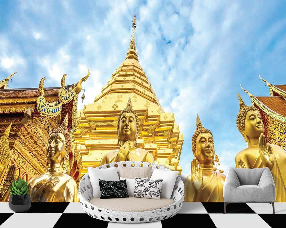 Satutes of Gold shown in a room