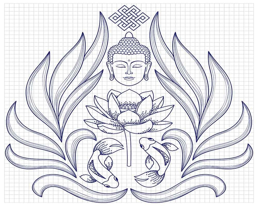 Line Art Buddha pattern detail