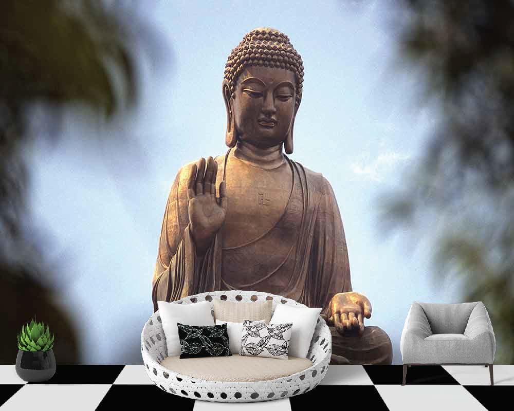 Focused Buddha shown in a room