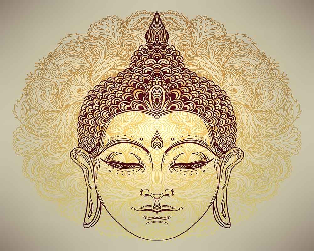 Art Line Buddha pattern detail