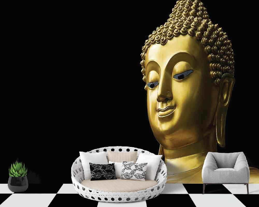 Modern Buddha Meditation Scenic View wallpaper shown in a room