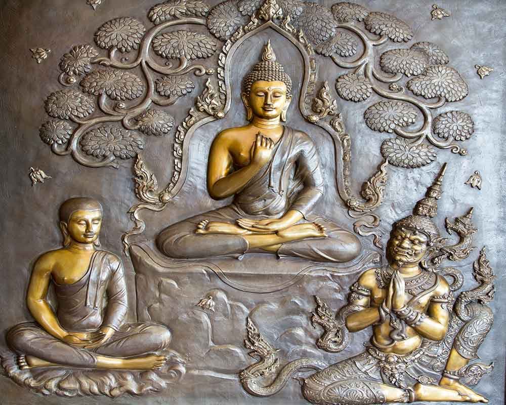 Buddha Meditation With Allies pattern detail
