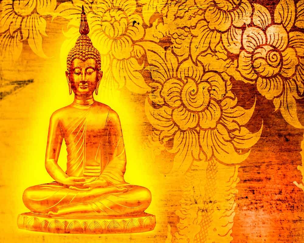 Floral Buddha pattern detail