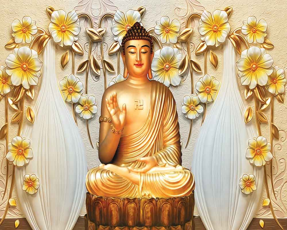 Premium Zen Buddha Flower Art wallpaper pattern detail