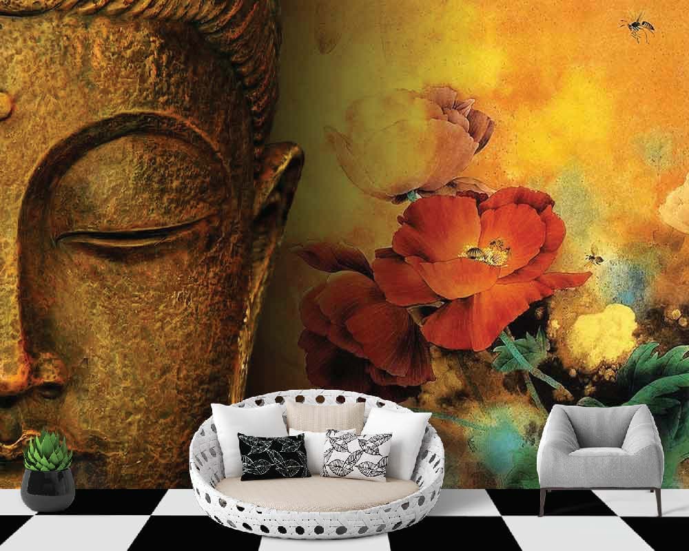 Buddha With Flower shown in a room