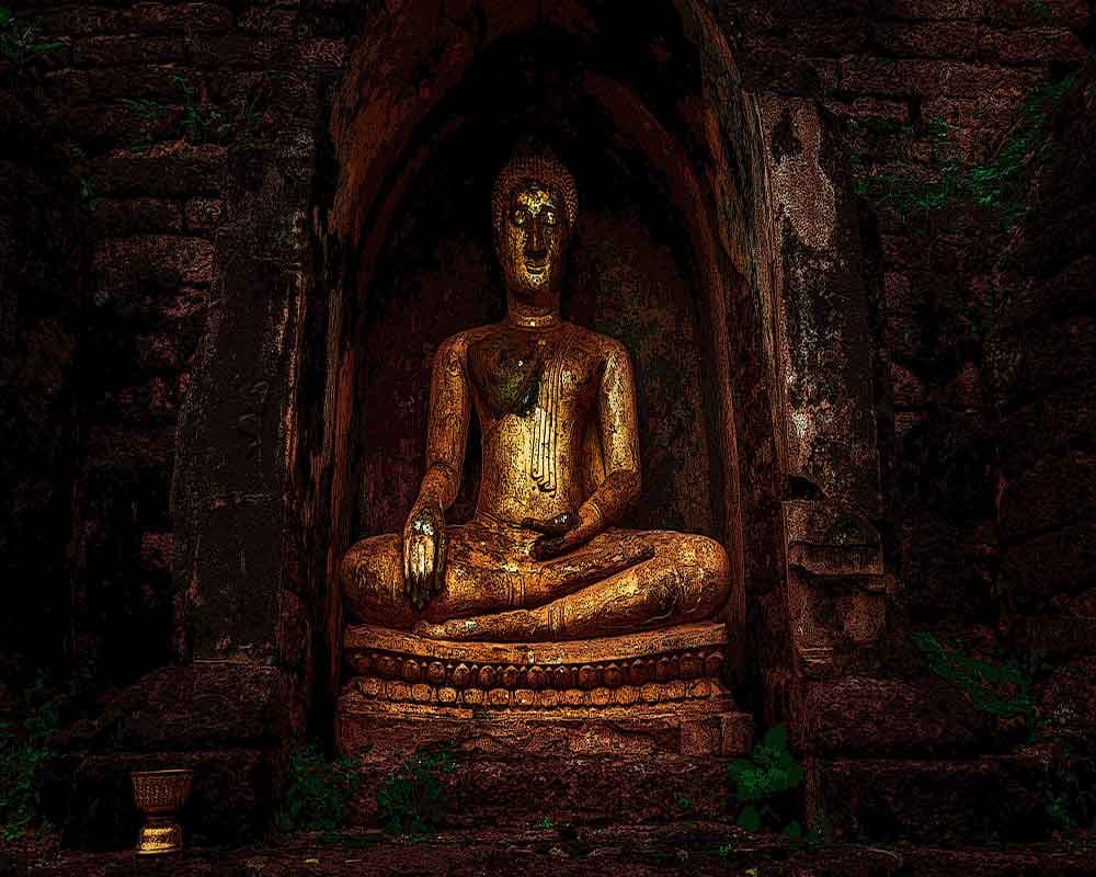 Bronze Buddha pattern detail