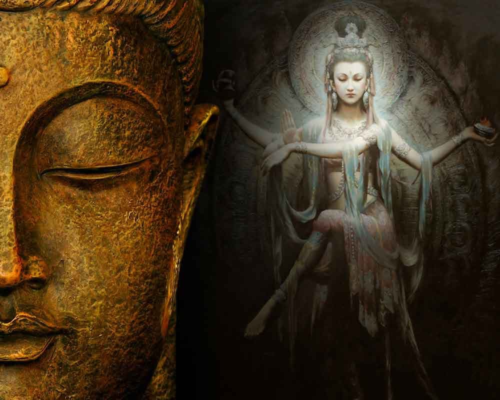 Buddha With God pattern detail