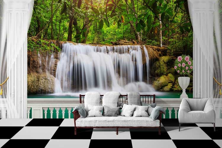 Waterfall shown in a room