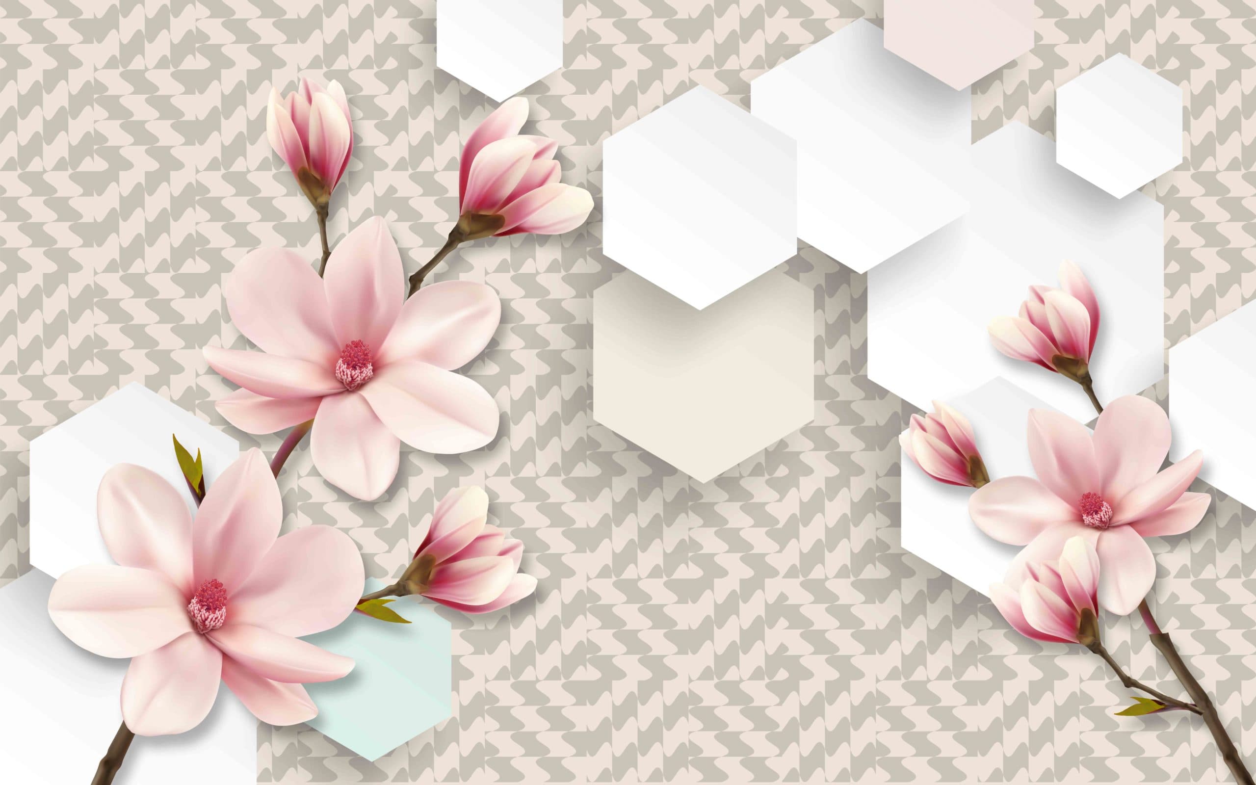 3D Flower Drawing Wall pattern detail