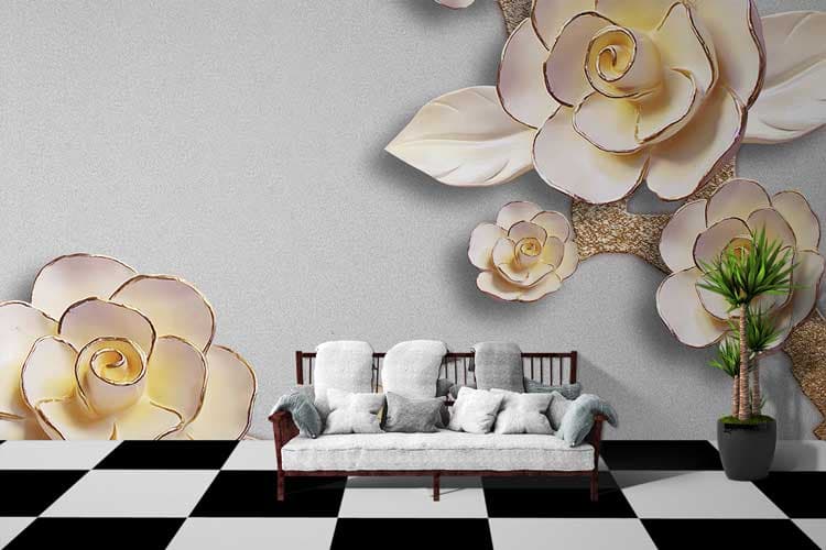 Glolden Flower 3D shown in a room